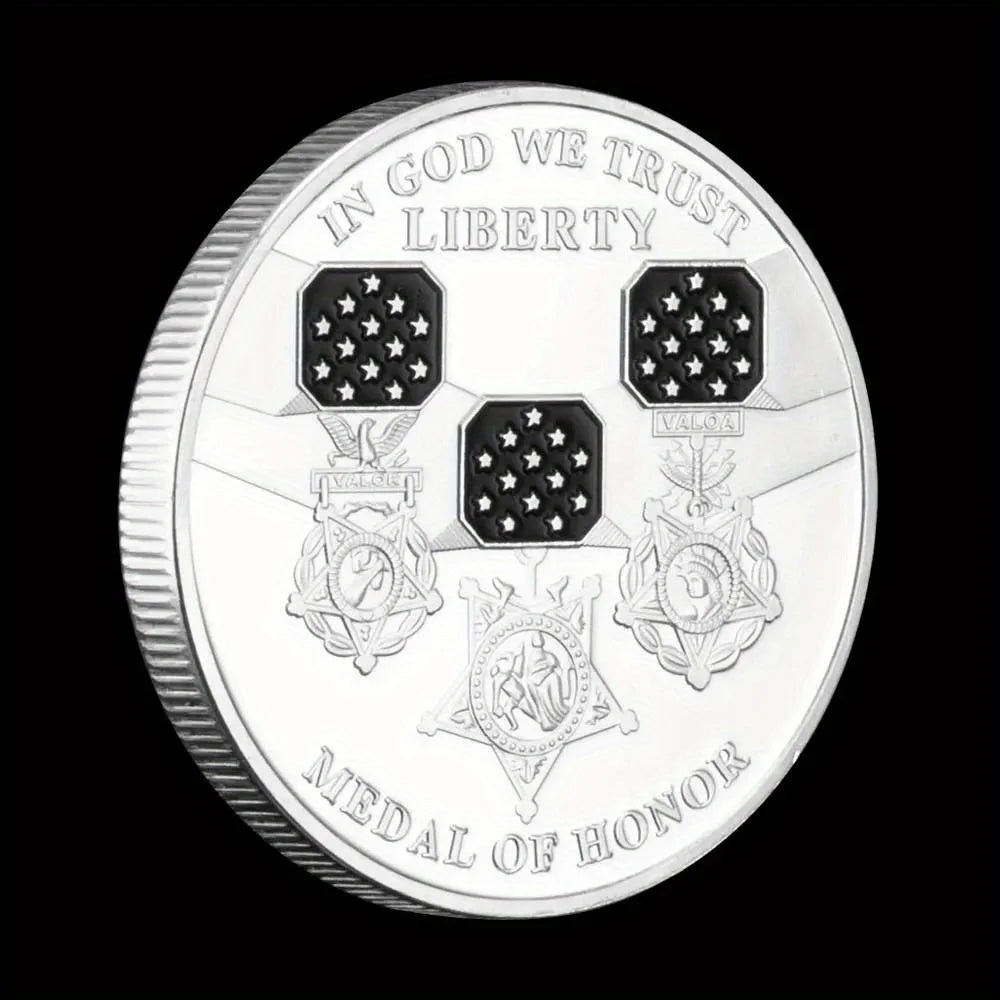 Medal of Honor Cllectible Coin In God We Trust USA Liberty Sourvenir Statue of Liberty SilveryPlated Commemorative Coin 1333-Chinese Style Finds™