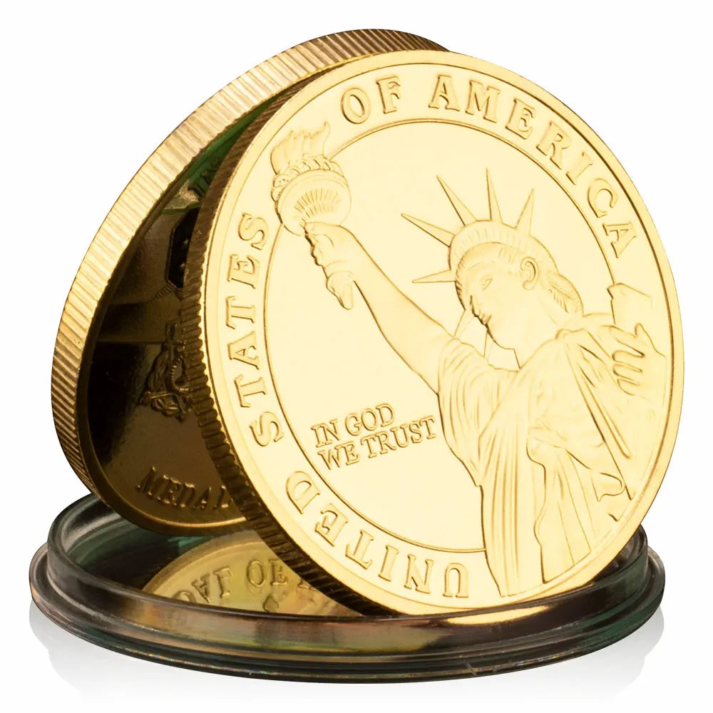 Medal of Honor Coin In God We Trust USA Liberty Cllection Sourvenir Statue of Liberty Golden Plated Commemorative Coin 1362-Chinese Style Finds™