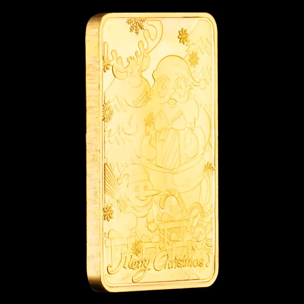 Merry Christmas Gold Bar Golden Plated Souvenirs and Gift Ideas Home Decorations Santa Claus Commemorative Coins Collection Gold Bars 1462-Chinese Style Finds™