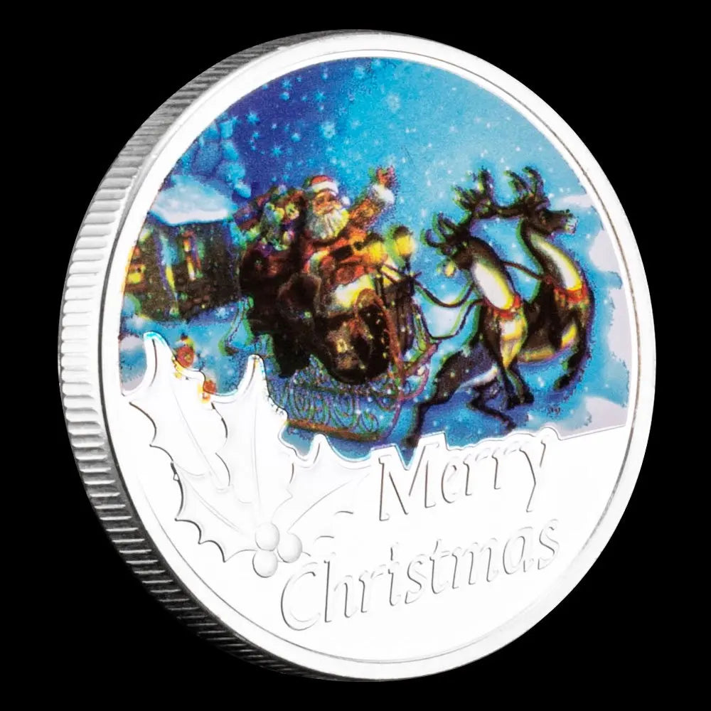 Merry Christmas Santa Claus Commemorative Coin Silvery Plated Souvenirs and Gift for Christmas Home Decorations 1218-Chinese Style Finds™