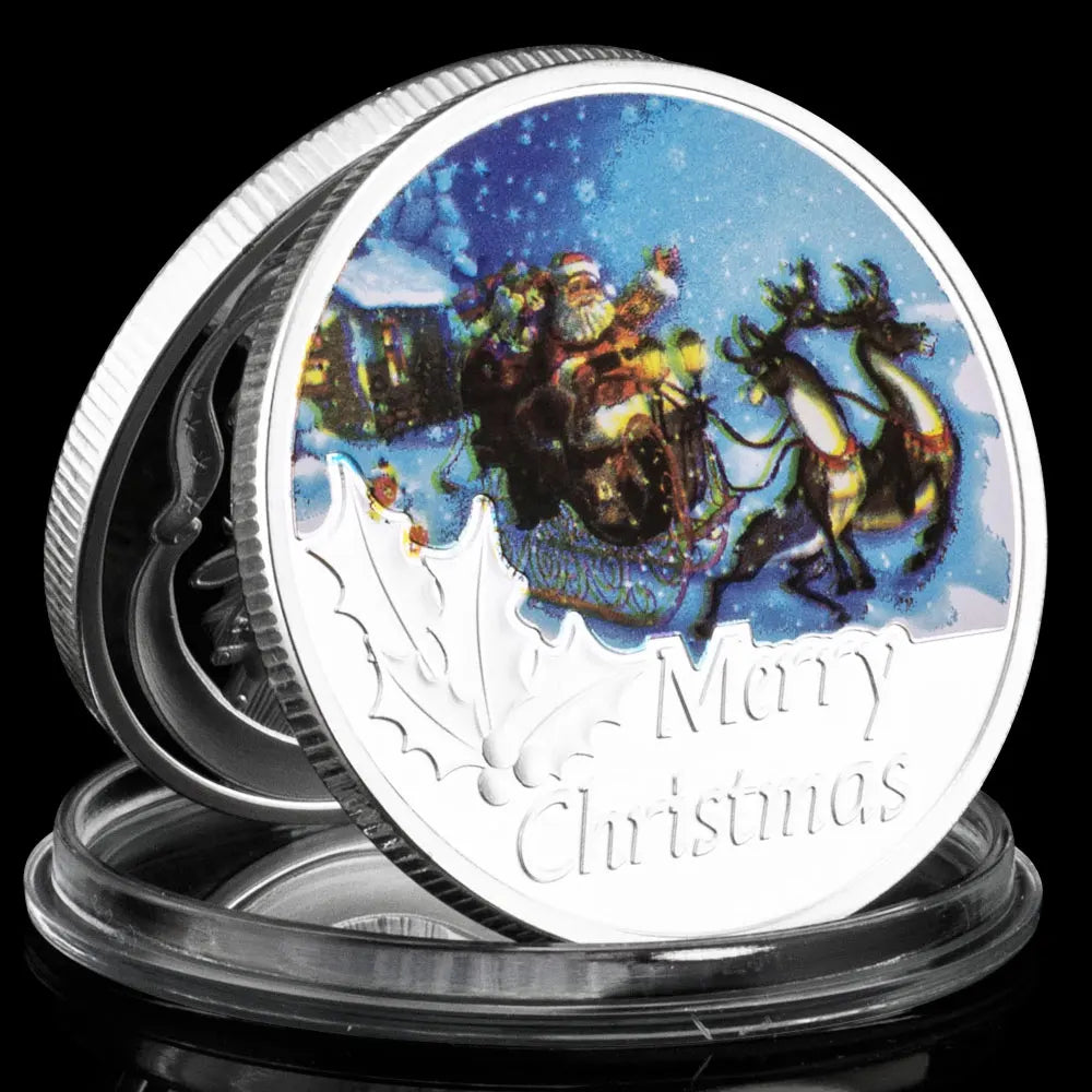 Merry Christmas Santa Claus Commemorative Coin Silvery Plated Souvenirs and Gift for Christmas Home Decorations 1218-Chinese Style Finds™