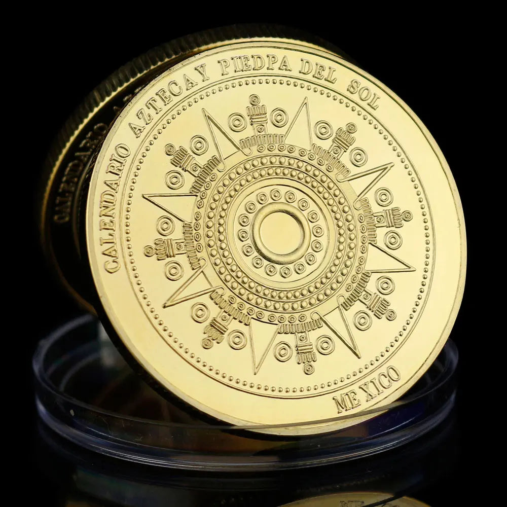 Mexico Mayan Aztec Calendar Art Prophecy Culture Gold Coins Collectibles Gold Plated Souvenir Coin 1209-Chinese Style Finds™