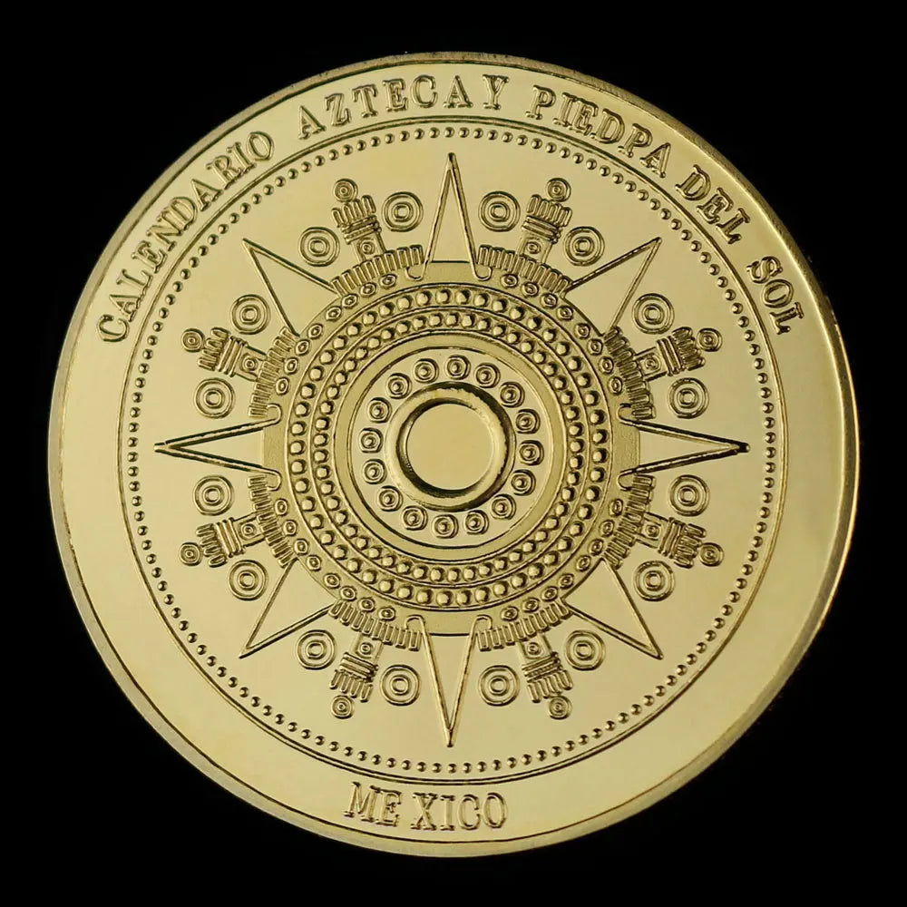 Mexico Mayan Aztec Calendar Art Prophecy Culture Gold Coins Collectibles Gold Plated Souvenir Coin 1209-Chinese Style Finds™