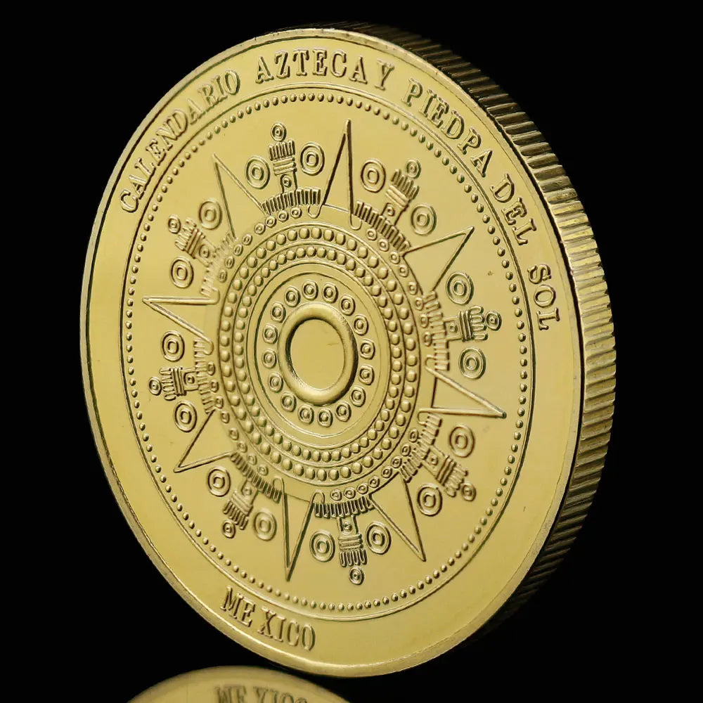 Mexico Mayan Aztec Calendar Art Prophecy Culture Gold Coins Collectibles Gold Plated Souvenir Coin 1209-Chinese Style Finds™