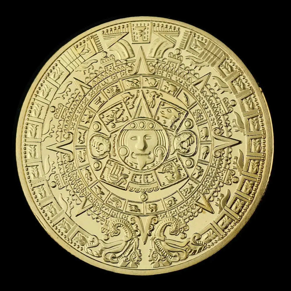 Mexico Mayan Aztec Calendar Art Prophecy Culture Gold Coins Collectibles Gold Plated Souvenir Coin 1209-Chinese Style Finds™