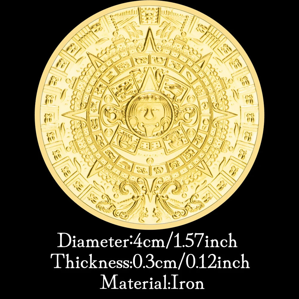 Mexico Mayan Aztec Calendar Art Prophecy Culture Gold Coins Collectibles Gold Plated Souvenir Coin Commemorative Coin 1626-Chinese Style Finds™