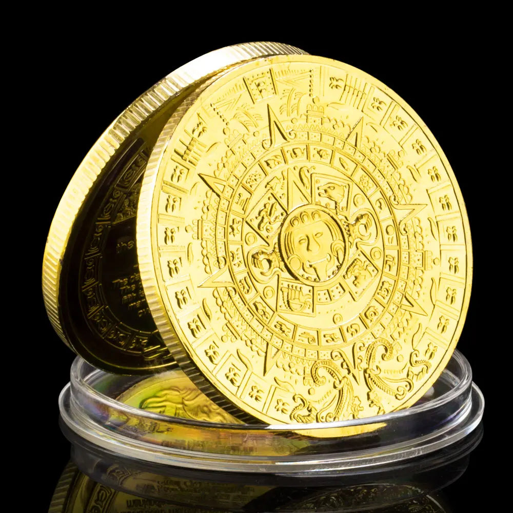 Mexico Mayan Aztec Calendar Art Prophecy Culture Gold Coins Collectibles Gold Plated Souvenir Coin Commemorative Coin 1626-Chinese Style Finds™