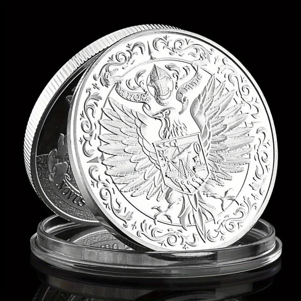 Middle Ages Knight Souvenir Destiny Is Not A Matter of Chance it Is A Matter of Choice Eagle Knight Silvery Plated Coin 1303-Chinese Style Finds™