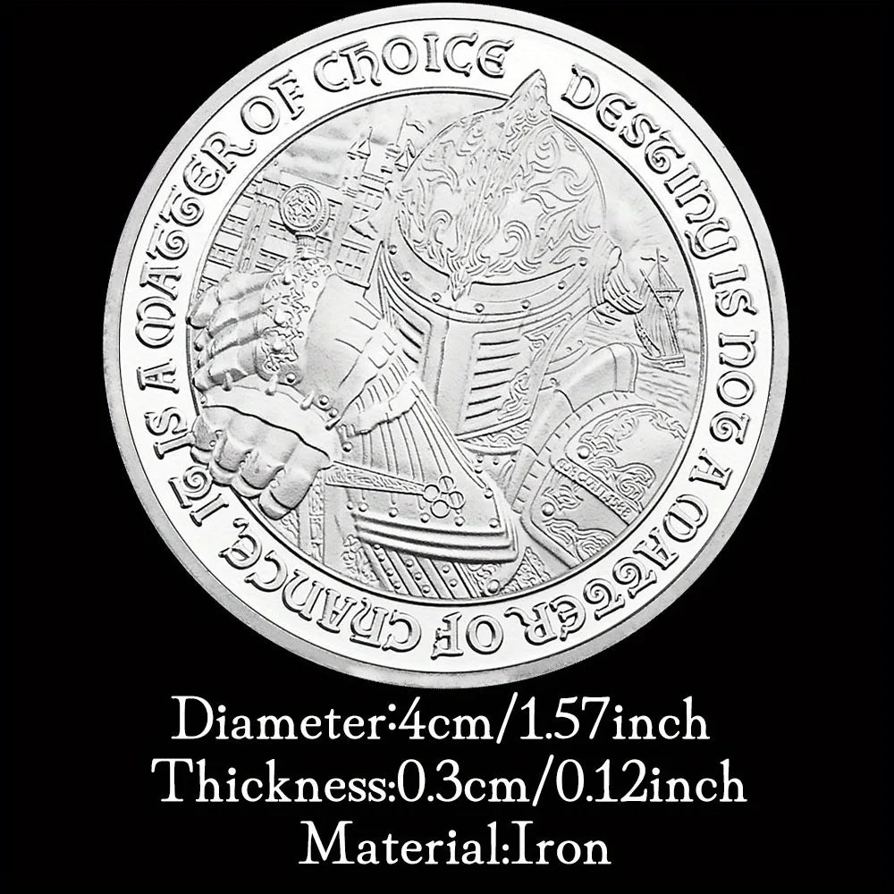 Middle Ages Knight Souvenir Destiny Is Not A Matter of Chance it Is A Matter of Choice Eagle Knight Silvery Plated Coin 1303-Chinese Style Finds™