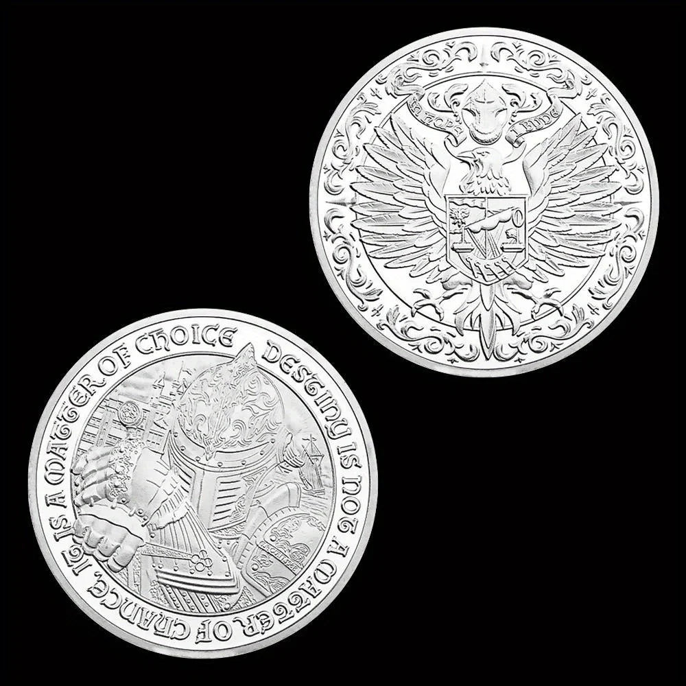 Middle Ages Knight Souvenir Destiny Is Not A Matter of Chance it Is A Matter of Choice Eagle Knight Silvery Plated Coin 1303-Chinese Style Finds™