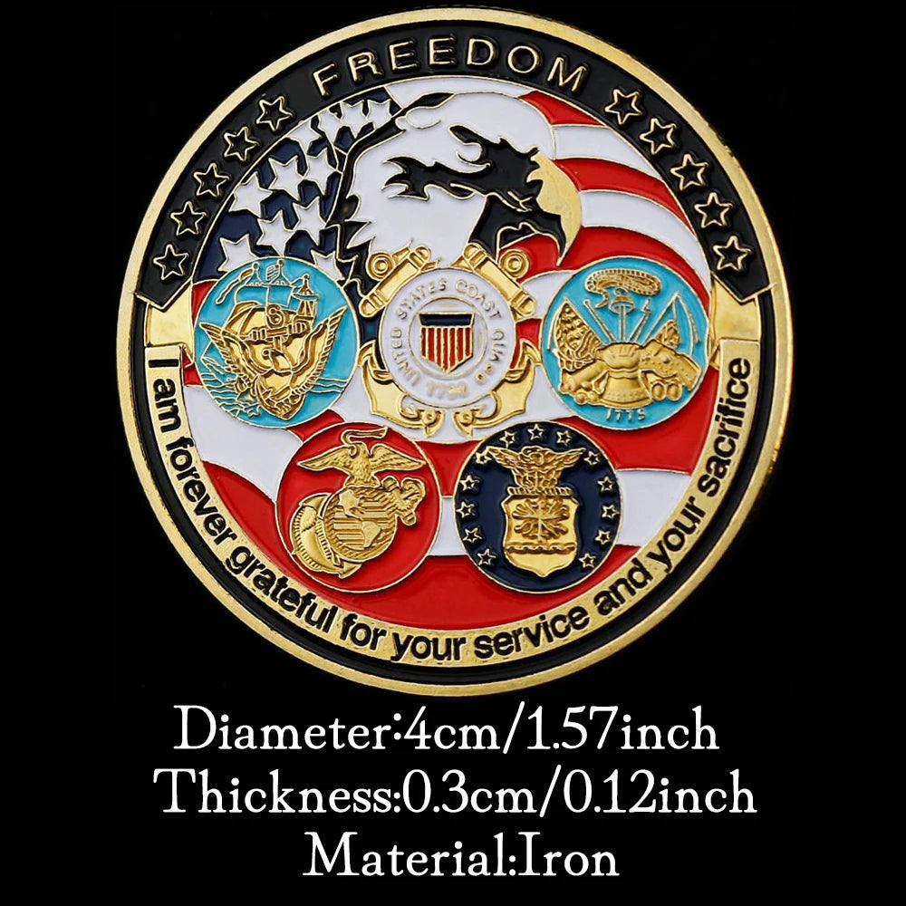 Military Coin Freedom Souvenir Collectible Gift Commemorative Coin Golden Plated Collection Art Great Seal of The US Cold Coin 1699-Chinese Style Finds™