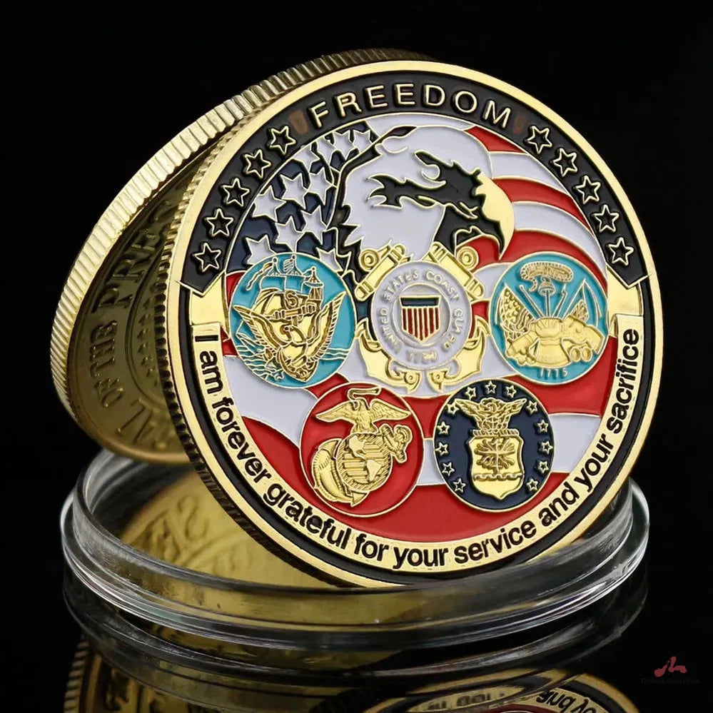 Military Coin Freedom Souvenir Collectible Gift Commemorative Coin Golden Plated Collection Art Great Seal of The US Cold Coin 1699-Chinese Style Finds™