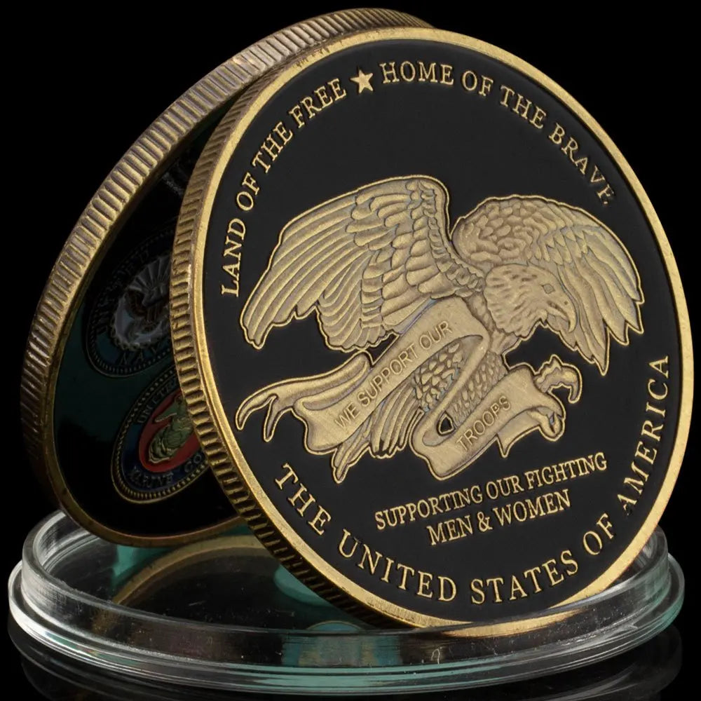 Military Coin USA Land of The Free Home of The Brave Souvenir Collection Art Black Copper Plated 50mm Challenge Coin 1173-Chinese Style Finds™