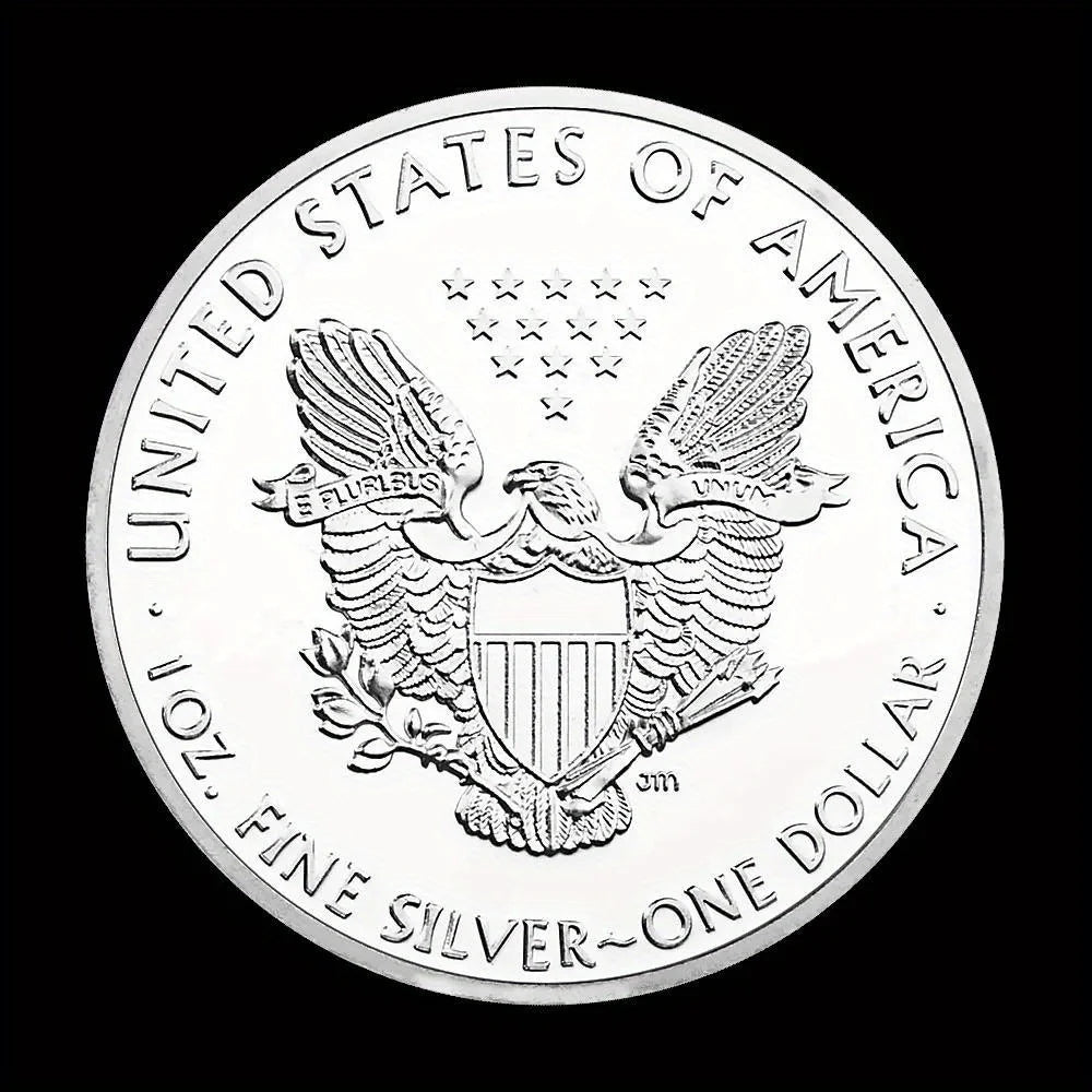 Mission Apollo-11 Moon Landing Souvenir Coin First Man on The Moon Pattern Challenge Coin US Silvery Plated Commemorative Coin 1306-Chinese Style Finds™