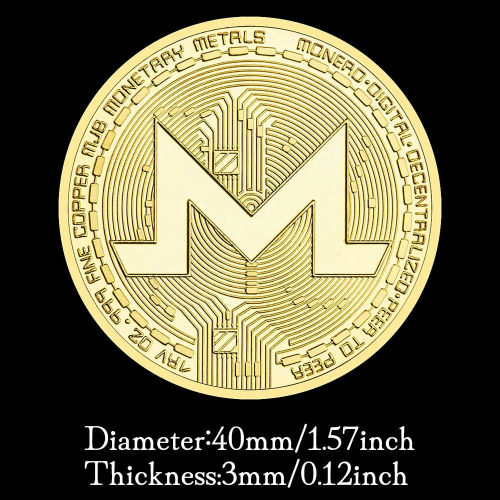 Monero Crypto Coin Gold Plated Souvenirs and Gift Ideas Commemorative Coin Non - Currency Cryptocurrency Coin Collection 1181-Chinese Style Finds™