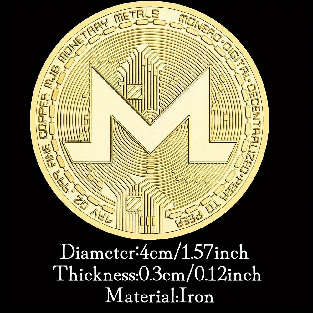 Monero Crypto Coin Golden Plated Souvenirs and Gift Ideas Commemorative Coin Non Currency Cryptocurrency Coin Collection 1233-Chinese Style Finds™