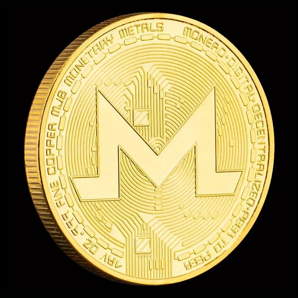 Monero Crypto Coin Golden Plated Souvenirs and Gift Ideas Commemorative Coin Non Currency Cryptocurrency Coin Collection 1233-Chinese Style Finds™