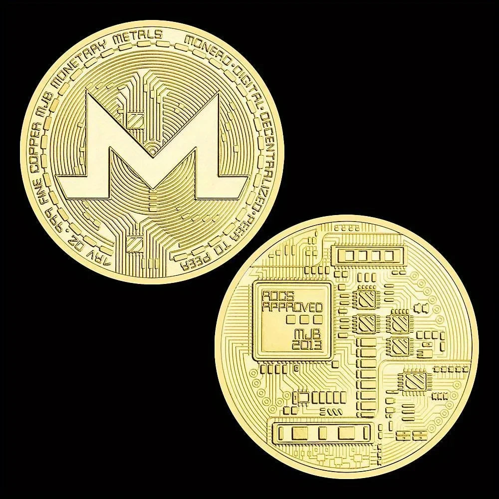 Monero Crypto Coin Golden Plated Souvenirs and Gift Ideas Commemorative Coin Non Currency Cryptocurrency Coin Collection 1233-Chinese Style Finds™