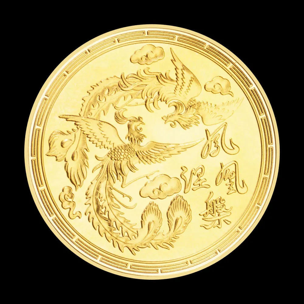 Mythical Creatures Phoenix Brings Good Luck Phoenix Colorful Pattern Gold and Silver Plated Collectible Commemorative Coin 1529-Chinese Style Finds™