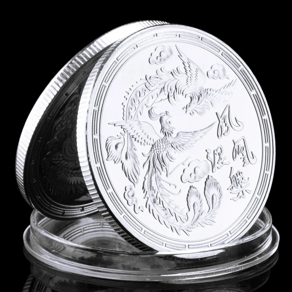 Mythical Creatures Phoenix Brings Good Luck Phoenix Colorful Pattern Gold and Silver Plated Collectible Commemorative Coin 1529-Chinese Style Finds™