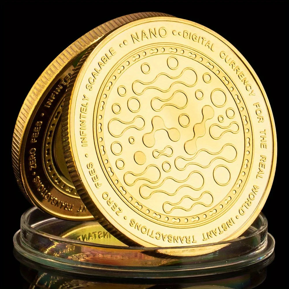 NANO Currency Physical Crypto Coin Golden Plated Souvenir Creative Gift Collectible Non-currency Commemorative Coin 1607-Chinese Style Finds™