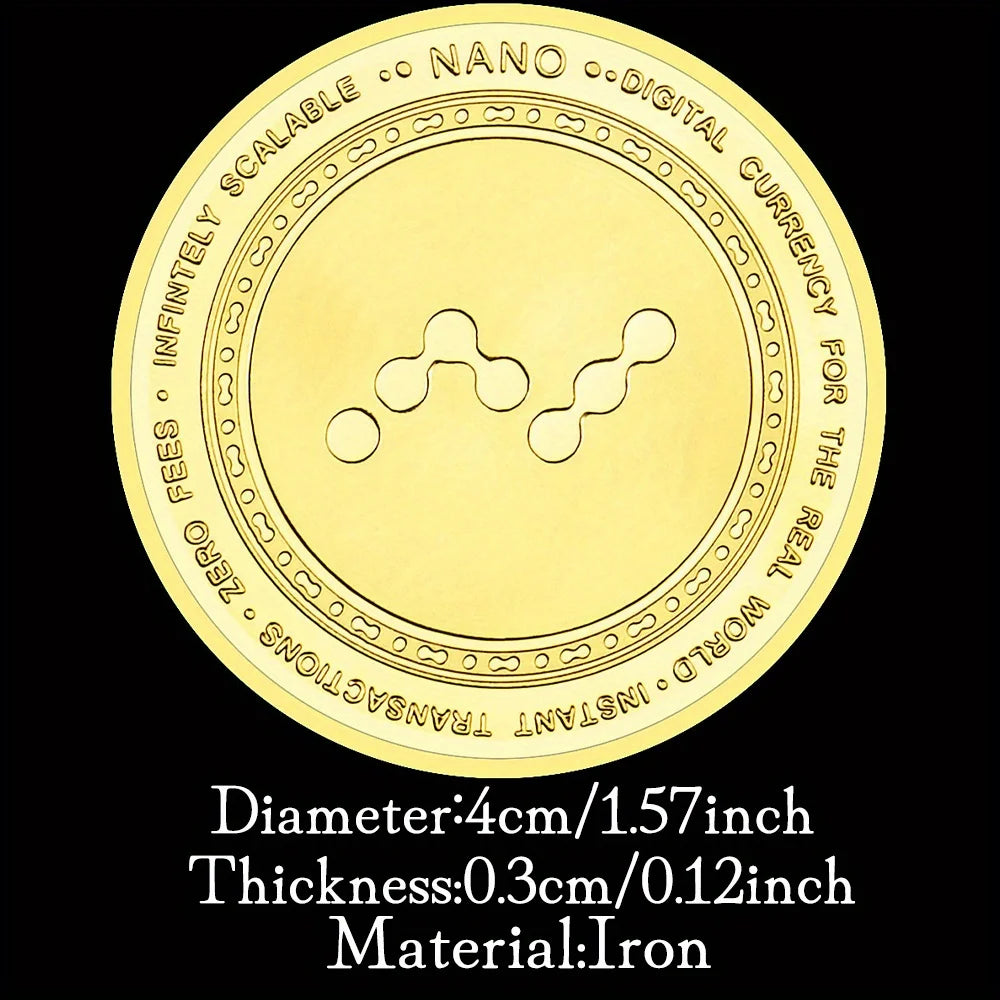 NANO Currency Physical Crypto Coin Golden Plated Souvenir Creative Gift Collectible Non-currency Commemorative Coin 1607-Chinese Style Finds™