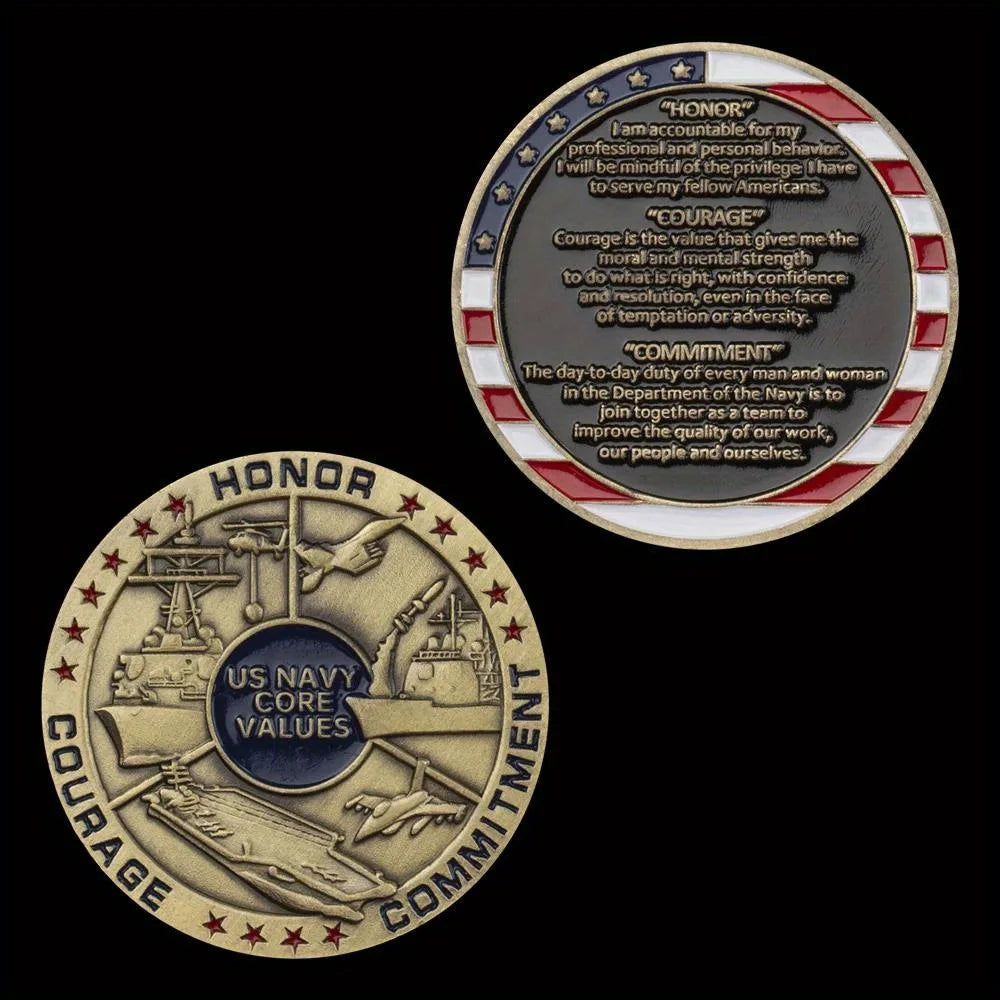 Navy Core Values Challenge Coin United States Navy Challenge Coin Amazing USN Navy Military Coin Souvenirs Gift Ideas for Veterans 1278-Chinese Style Finds™