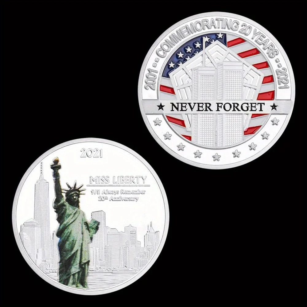 New York City 9/11 Golden Plated Coin U.S. September 11th Never Forget Challenge Coin for Collection Commemorative Coin 1266-Chinese Style Finds™