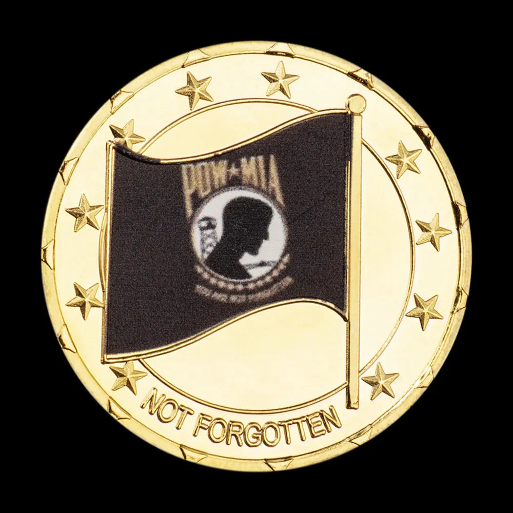 Not Forgotten POW MIA Souvenir US Flag Veteran Military Coin Challenge Coin Golden Plated Commemorative Coin 1630-Chinese Style Finds™