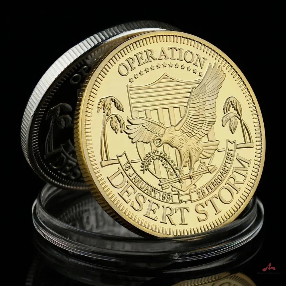 Operation Desert Storm Souvenir Coin Collectible Gift US Military Plated Golden Plated Commemorative Coin Challenge Coin 1673-Chinese Style Finds™