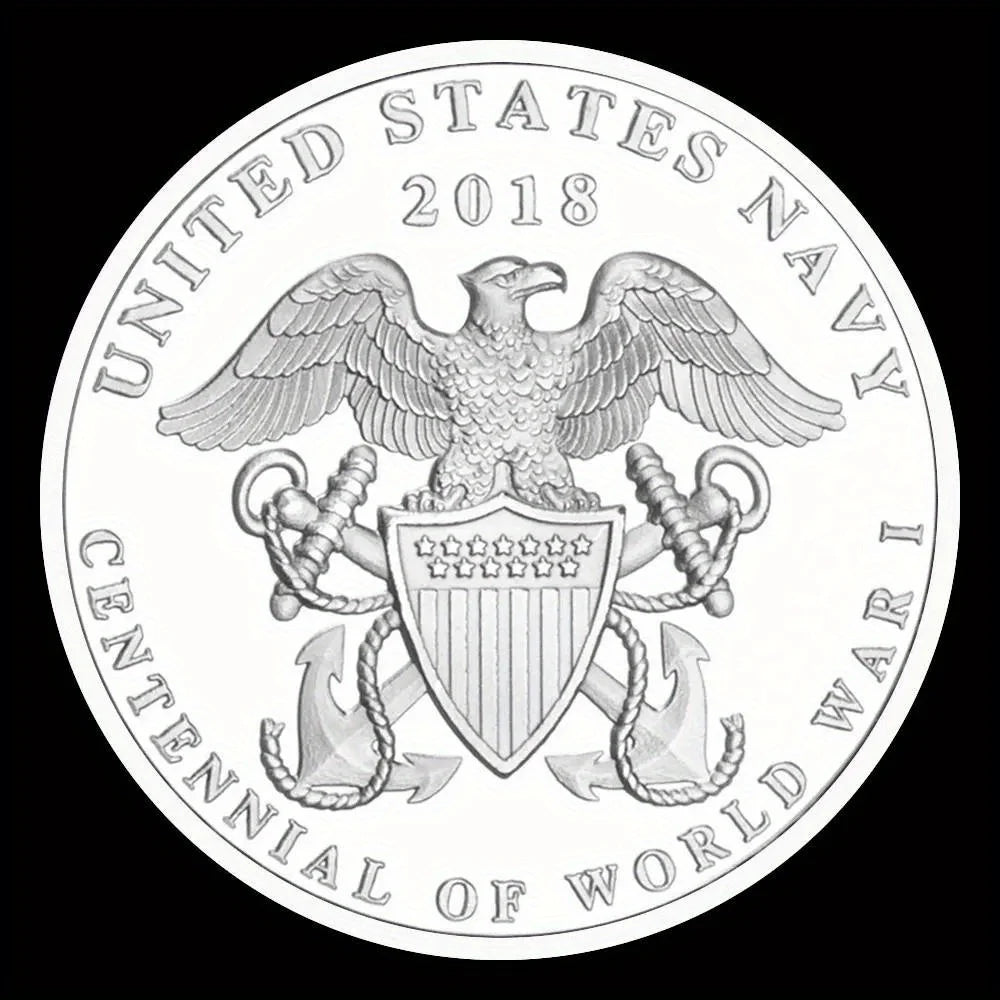 Over There Souvenir Coinunited States Navy Centennial of World War I Collectible Silvery Plated Commemorative Coin 1324-Chinese Style Finds™