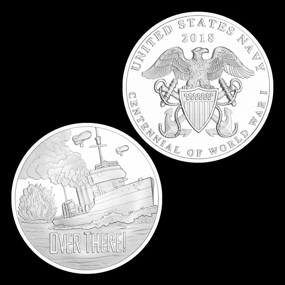 Over There Souvenir Coinunited States Navy Centennial of World War I Collectible Silvery Plated Commemorative Coin 1324-Chinese Style Finds™