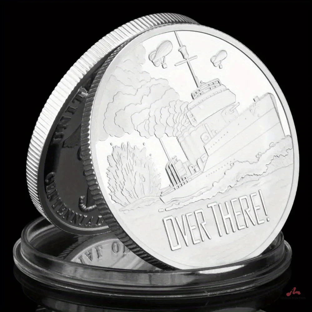 Over There Souvenir Coinunited States Navy Centennial of World War I Collectible Silvery Plated Commemorative Coin 1324-Chinese Style Finds™