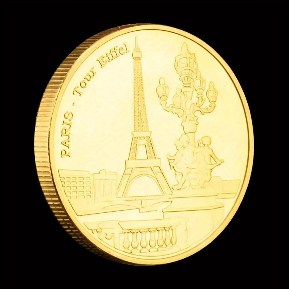 Paris-Tour Eiffel Collectible Golden Plated Souvenir Coin Famous Building Collection Art Commemorative Coin 1322-Chinese Style Finds™