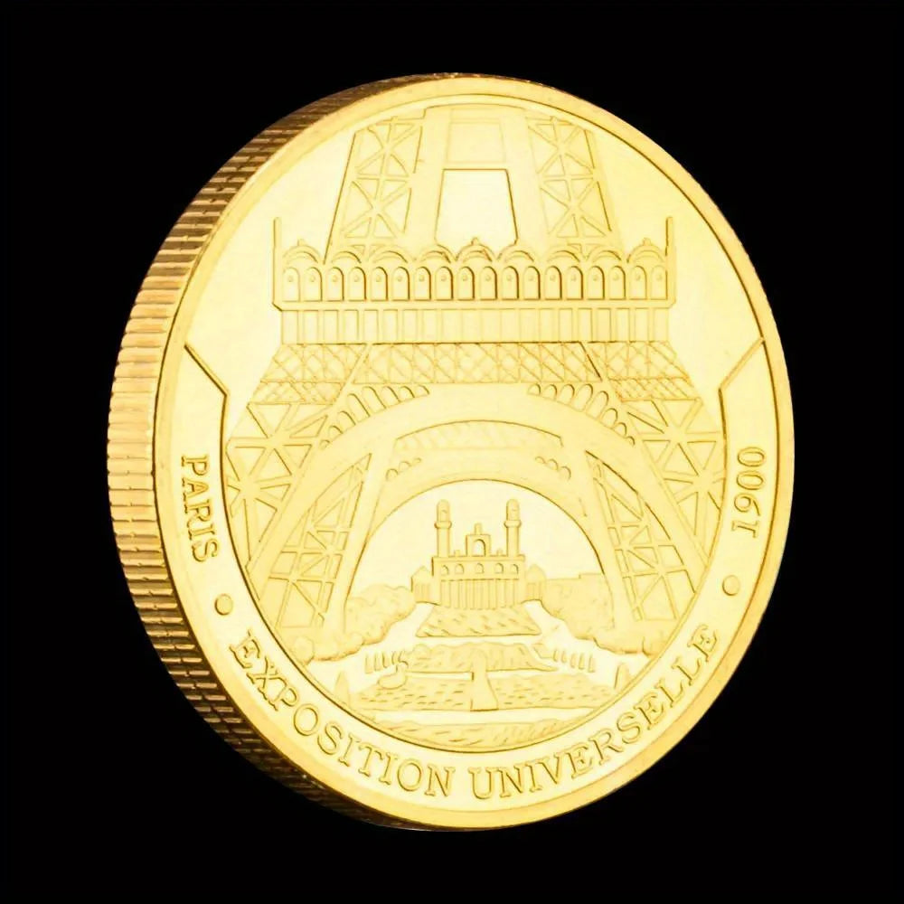 Paris-Tour Eiffel Collectible Golden Plated Souvenir Coin Famous Building Collection Art Commemorative Coin 1322-Chinese Style Finds™