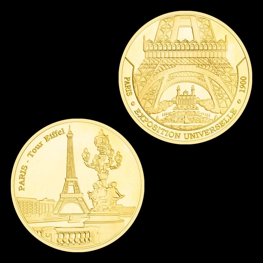 Paris-Tour Eiffel Collectible Golden Plated Souvenir Coin Famous Building Collection Art Commemorative Coin 1322-Chinese Style Finds™