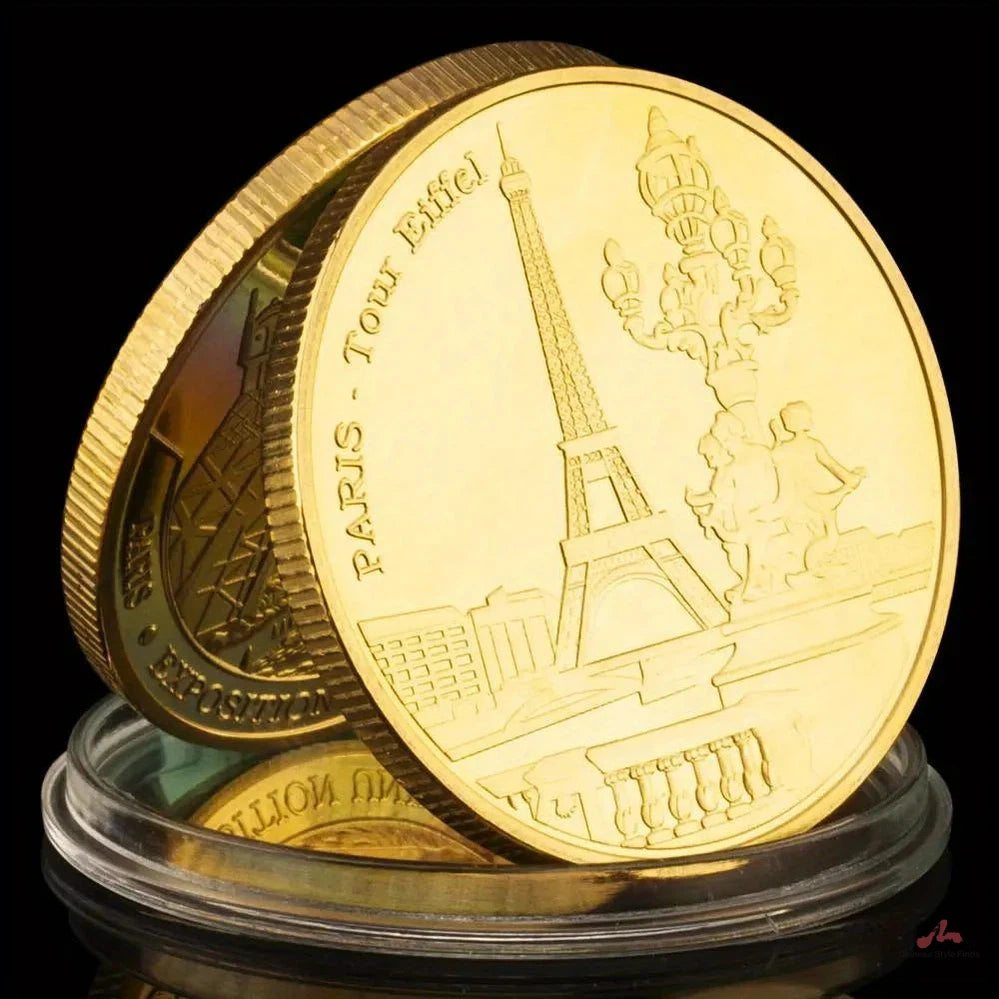 Paris-Tour Eiffel Collectible Golden Plated Souvenir Coin Famous Building Collection Art Commemorative Coin 1322-Chinese Style Finds™