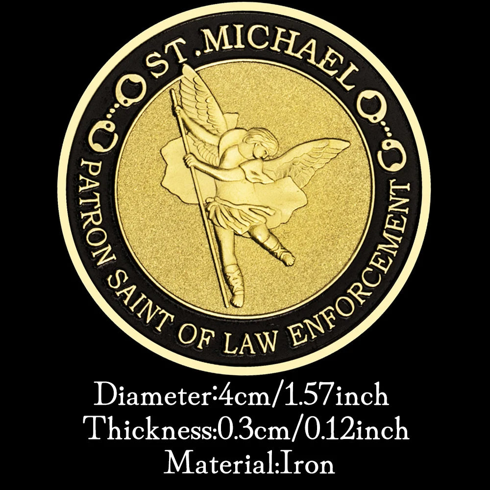 Patron Saint of Law Enforcement Police Souvenir ST. Micheal Law Enforcement Prayer Coin US Golden Plated Coin Commemorative Coin 1110-Chinese Style Finds™