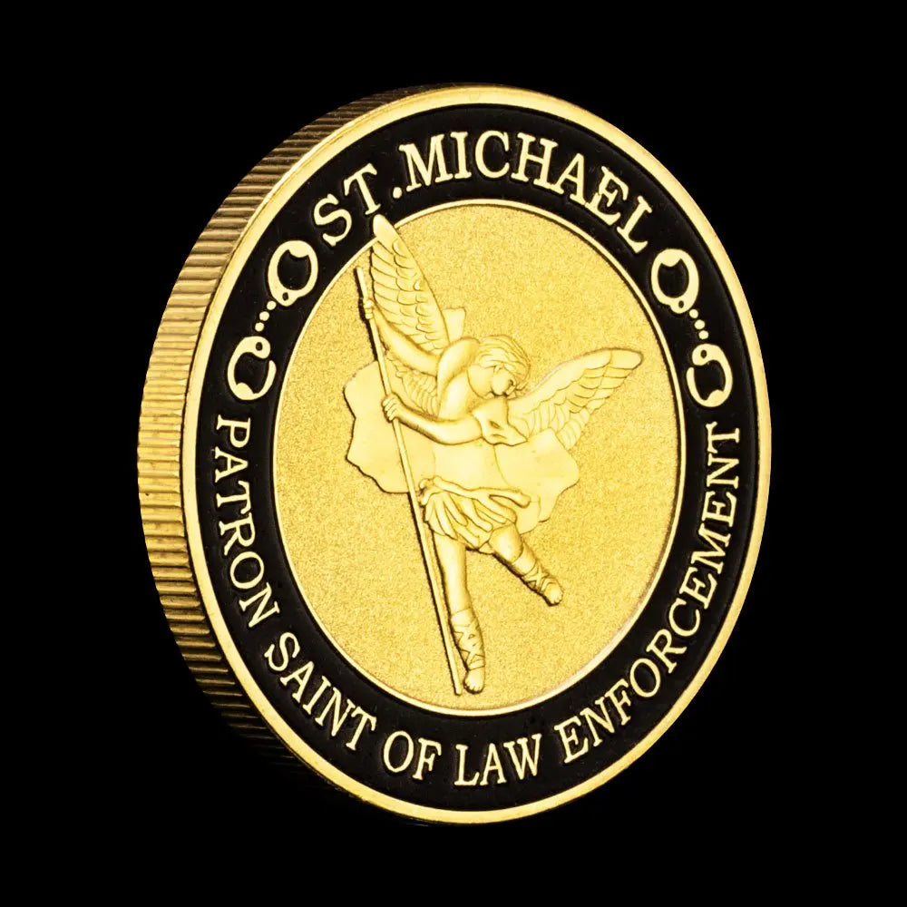 Patron Saint of Law Enforcement Police Souvenir ST. Micheal Law Enforcement Prayer Coin US Golden Plated Coin Commemorative Coin 1110-Chinese Style Finds™