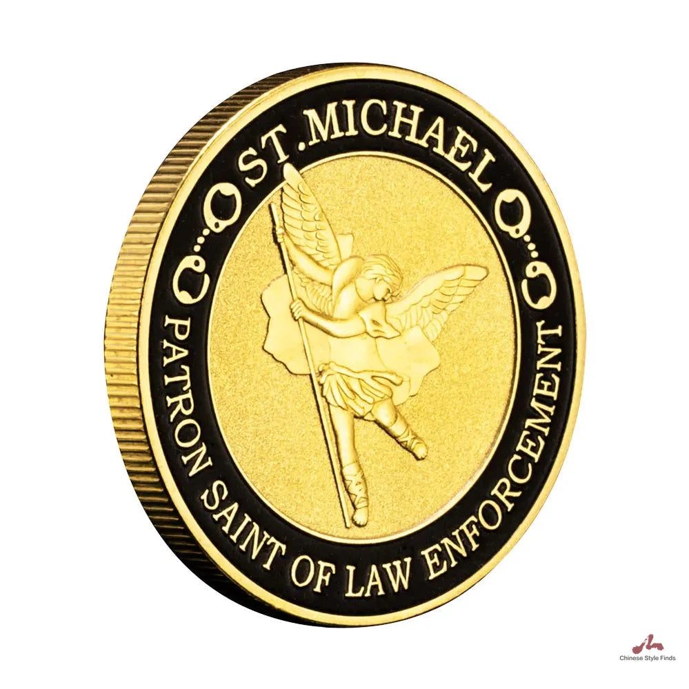 Patron Saint of Law Enforcement Police Souvenir ST. Micheal Law Enforcement Prayer Coin US Golden Plated Coin Commemorative Coin 1110-Chinese Style Finds™