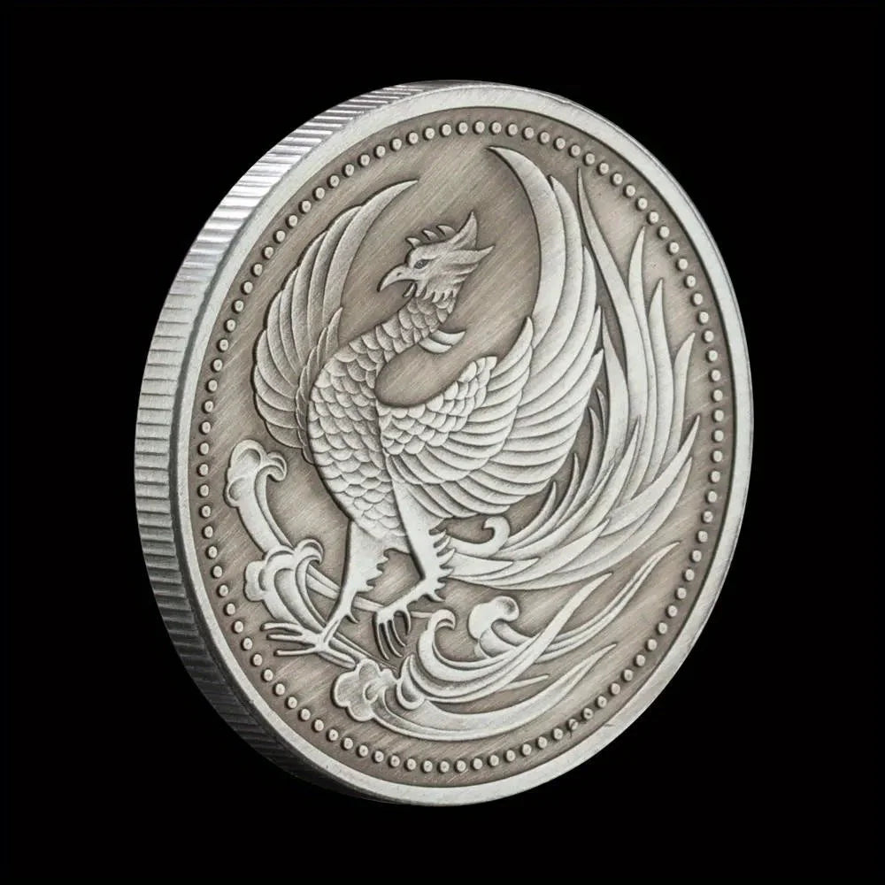 Phoenix Souvenir Coin Silvery Plated Commemorative Coin Mythological Creatures The Secular Bird Pattern Collectible Coin 1286-Chinese Style Finds™