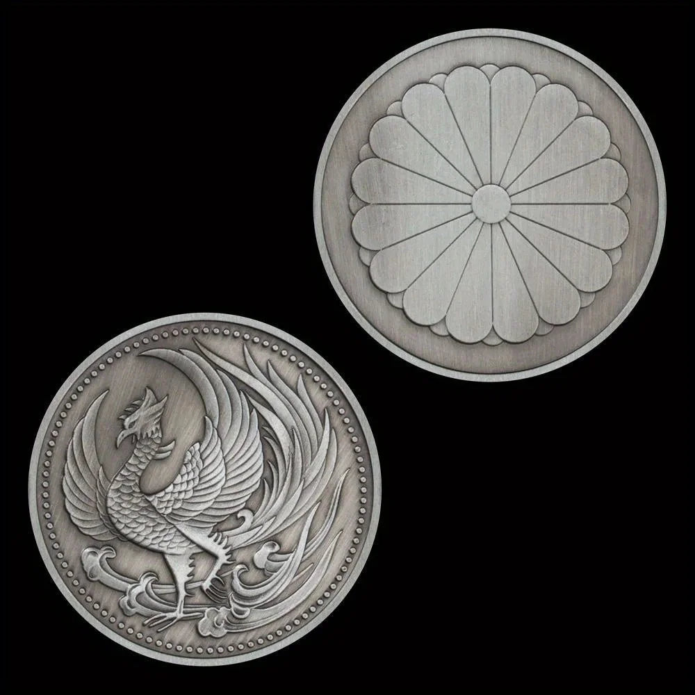 Phoenix Souvenir Coin Silvery Plated Commemorative Coin Mythological Creatures The Secular Bird Pattern Collectible Coin 1286-Chinese Style Finds™