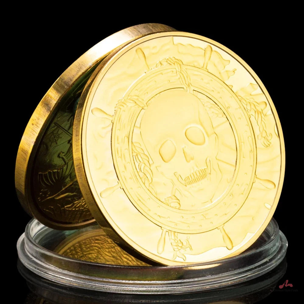 Pirate Gold Coins Skull Gold Plated Souvenir Coin Whale Catcher Collectible Gift High Quality Collection Art Commemorative Coin 1573-Chinese Style Finds™