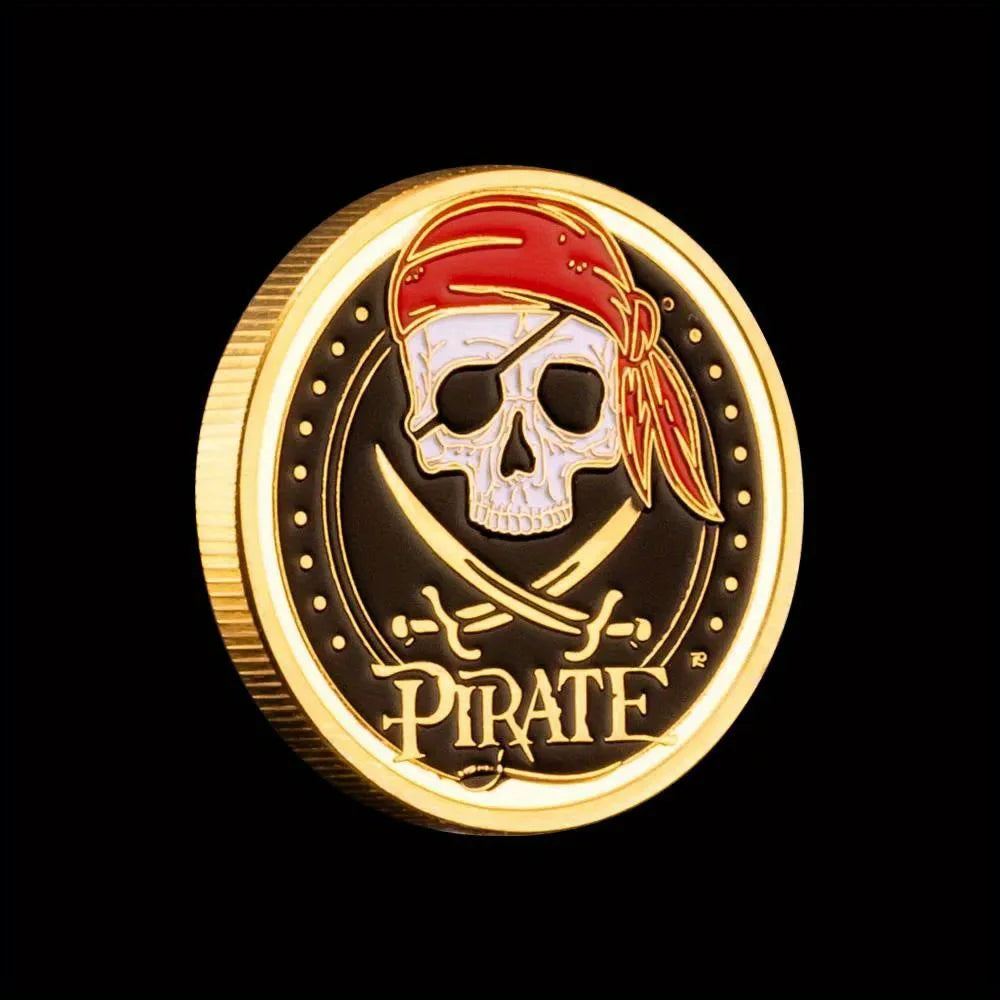 Pirate Treasure Map Souvenirs Coins Lucky Coin Golden Plated Commemorative Coin Home Decorations 1271-Chinese Style Finds™