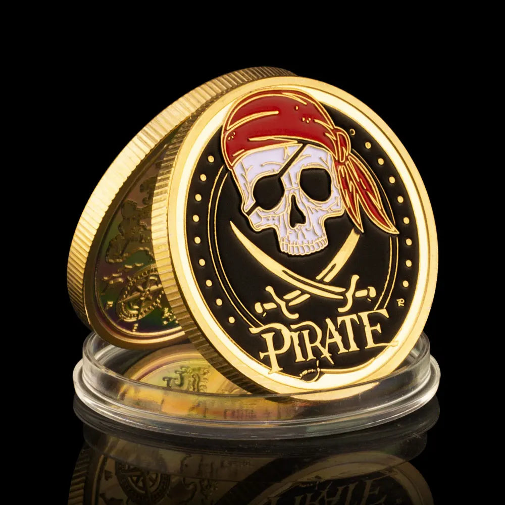 Pirate Treasure Map Souvenirs Coins Lucky Coin Golden Plated Commemorative Coin Home Decorations 1271-Chinese Style Finds™