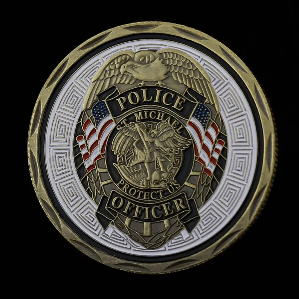 Police Coin Officer Copper Plated Gift Patron Saint of Law Enforcement Collection Souvenir Gift Micheal Metal Commemorative Coin 1214-Chinese Style Finds™