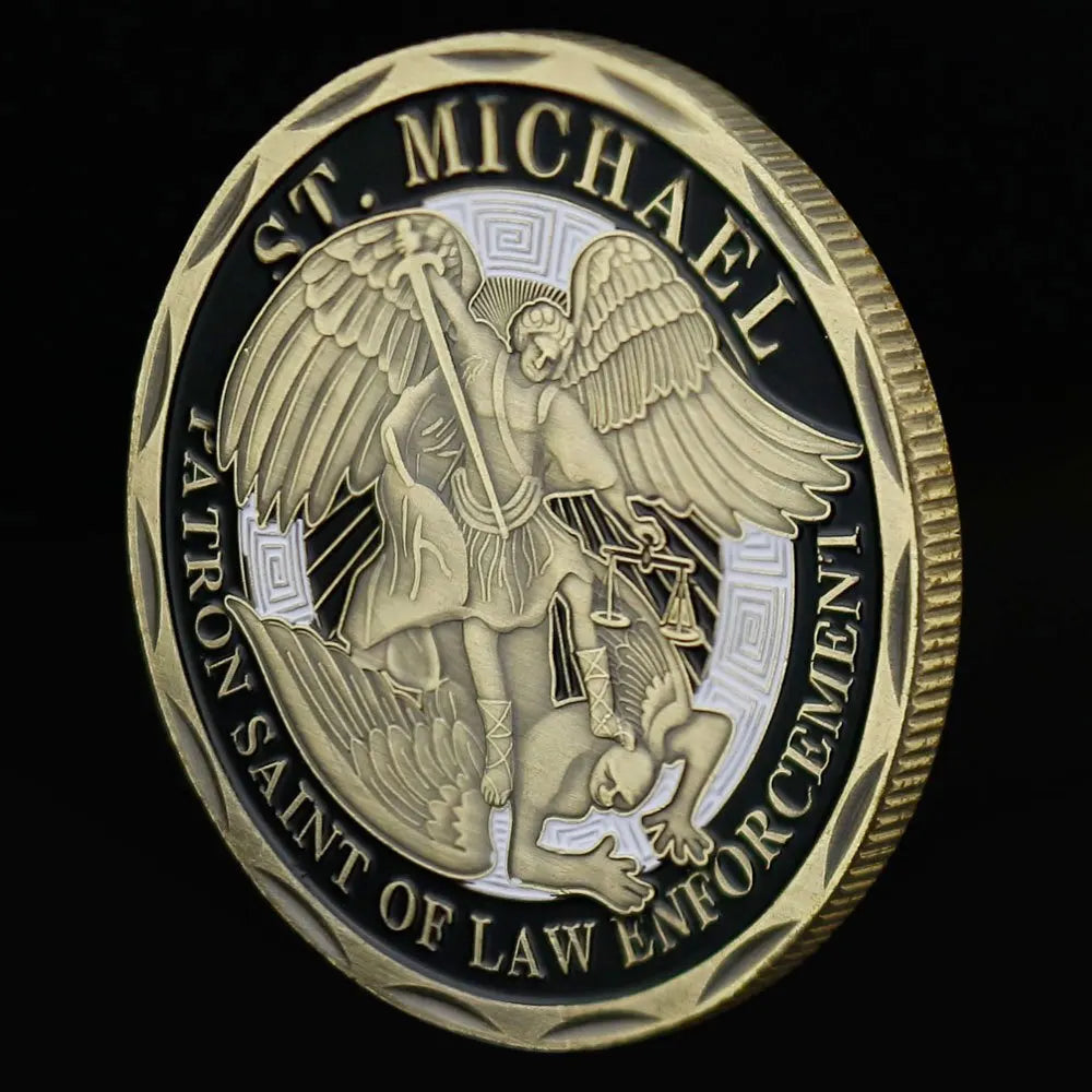 Police Coin Officer Copper Plated Gift Patron Saint of Law Enforcement Collection Souvenir Gift Micheal Metal Commemorative Coin 1214-Chinese Style Finds™