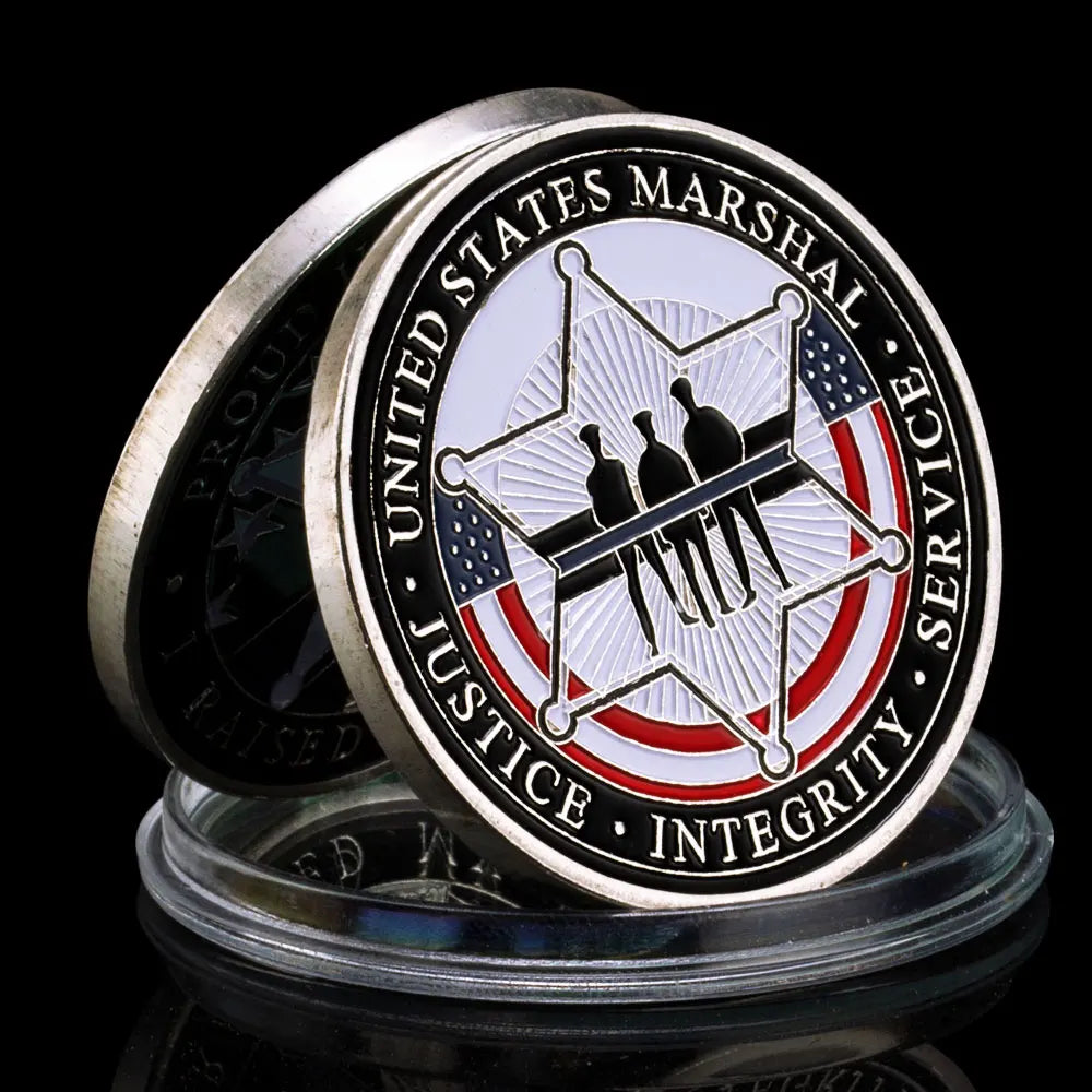 Proud US Marshal Dad US Thin Blue Line I Raisedmy Hero Marshal Souvenir Challenge Coin Silver Plated Commemorative Coin 1466-Chinese Style Finds™