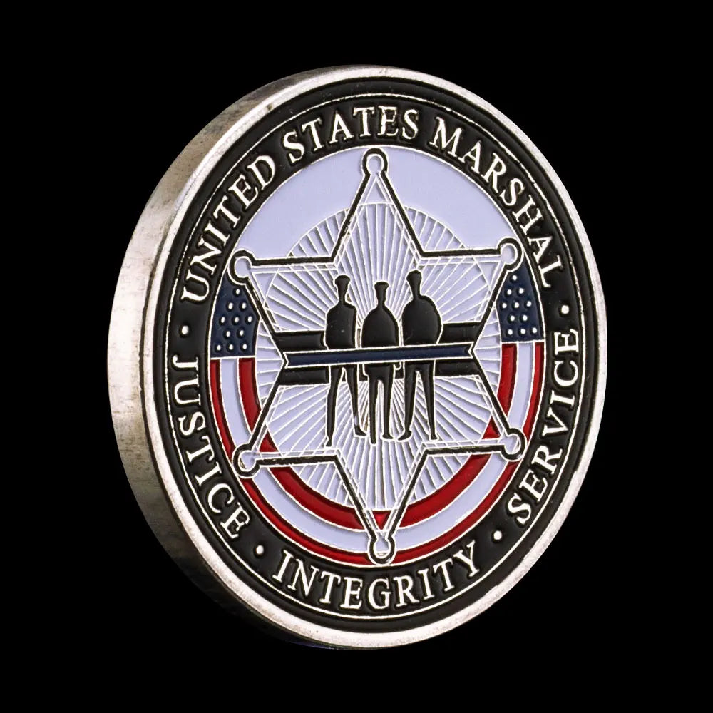 Proud US Marshal Dad US Thin Blue Line I Raisedmy Hero Marshal Souvenir Challenge Coin Silver Plated Commemorative Coin 1466-Chinese Style Finds™