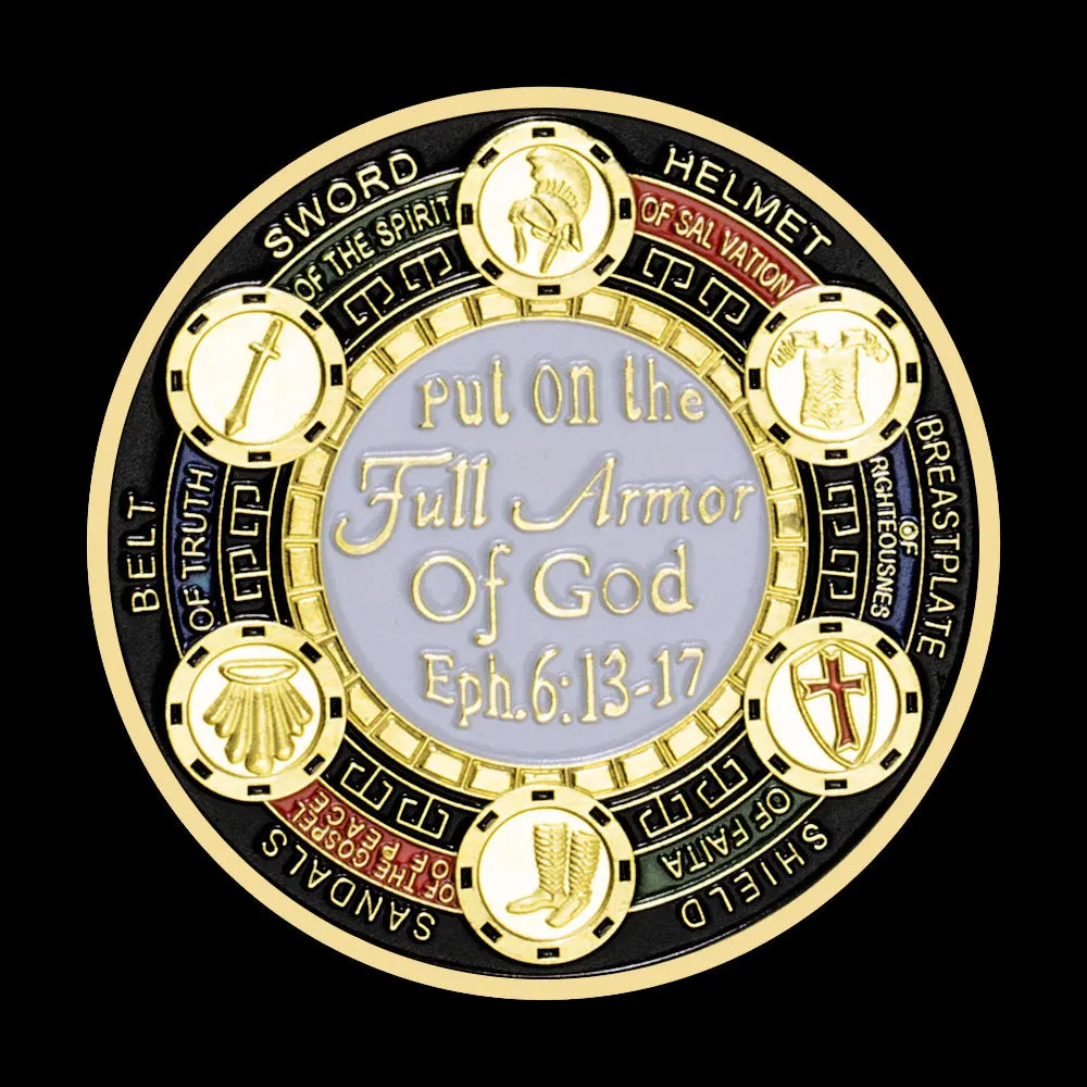 Put on The Full Armor of God Challenge Coin Pray Always Souvenir Collectible Coin Golden Plated Commemorative Coin 1561-Chinese Style Finds™